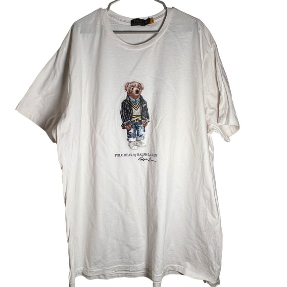 Polo Ralph Lauren Polo Bear Mens 3XB White Graphic T Shirt Preppy Blazer Bear - Picture 2 of 6